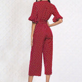 Dot Printed Elegant Jumpsuit - Tres Chic Boss Babe