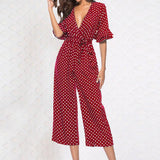 Dot Printed Elegant Jumpsuit - Tres Chic Boss Babe