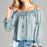 Front Tie Off Shoulder Top - Tres Chic Boss Babe