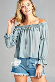 Front Tie Off Shoulder Top - Tres Chic Boss Babe