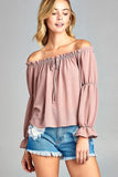 Front Tie Off Shoulder Top - Tres Chic Boss Babe