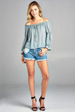 Front Tie Off Shoulder Top - Tres Chic Boss Babe