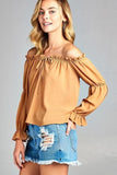 Front Tie Off Shoulder Top - Tres Chic Boss Babe