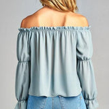 Front Tie Off Shoulder Top - Tres Chic Boss Babe