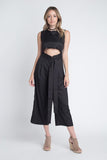 Sleeveless Tie Jumpsuit With Slit - Tres Chic Boss Babe